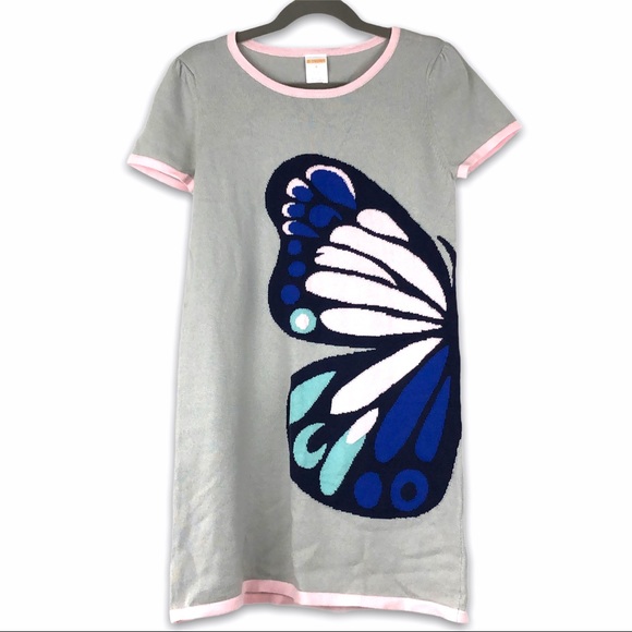 Gymboree Gray Butterfly Thin Sweater Dress Size 8
